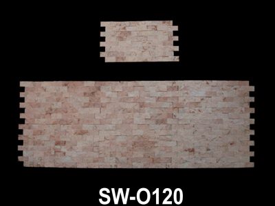 Mosaico in pietra naturale (Rosa Siria) , finitura a spacco