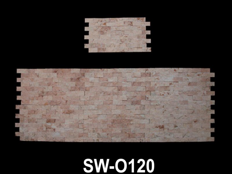 Mosaico in pietra naturale (Rosa Siria) , finitura a spacco