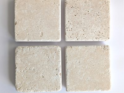 Travertino Romano Classico Chiaro 10x10x2 cm burattato